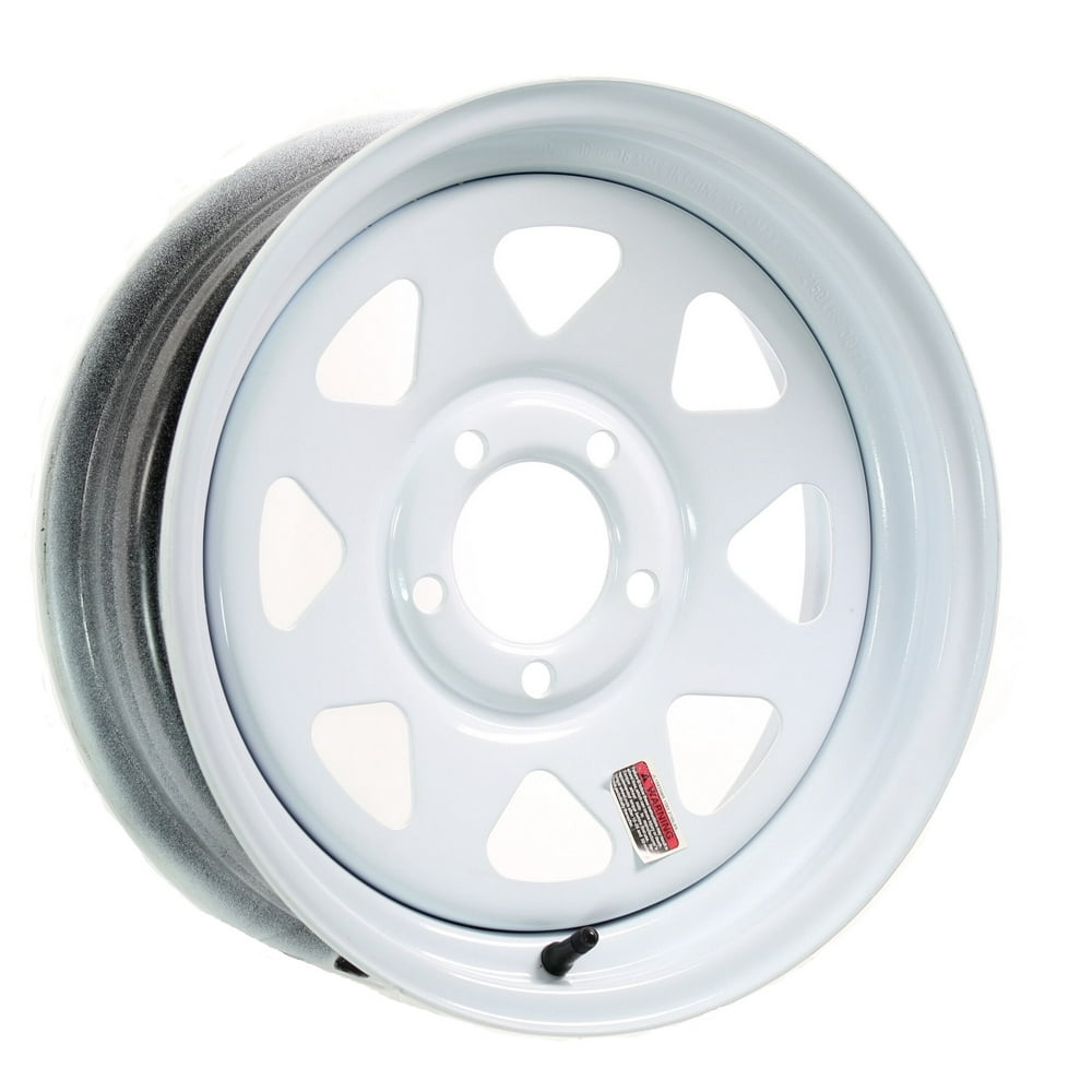 Two Boat Trailer Rims Wheels 15 x 6 in. 15x6 5 Lug Hole Bolt White Spoke Design