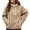 Khaki,#079, variant on Womens Fuzzy Fleece Solid Color Casual Jackets Winter Warm Pullover Tops with Pockets,S