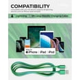 thumbnail image 5 of Liquipel Powertek iPhone Charger Cable [MFI Certified], Fast Charging 6ft Lightning to USB Cord Adapter, Compatible for iPad, Metallic Shine Green, 5 of 6