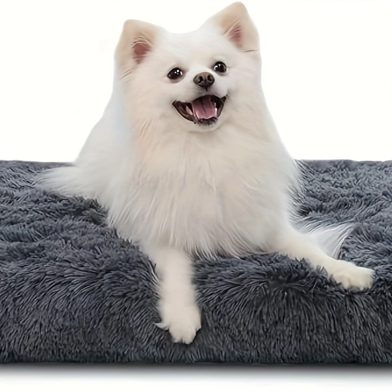 Large Dog Bed With Removable Cover, Luxury Velvet Pet Mattress, Dog Pad for Crate, Non Slip Bottom, Suitable for Large, Medium Dogs 47.2 "x 31.4", Dark Gray