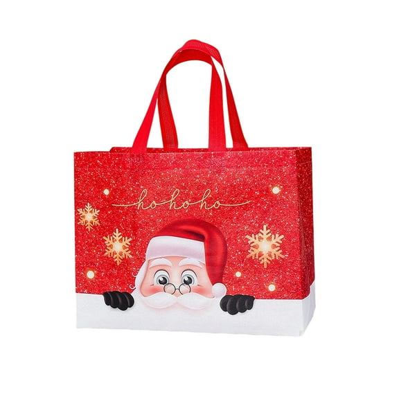 A Red Non-Woven Christmas Gift Bag For Holiday Presents And Storage With Dimensions 32 By 25 By 17 Centimeters