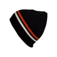 thumbnail image 2 of Warm Winter Knit Short Cuffless Ribbed Striped Skull Cap Beanie, Black, 2 of 2