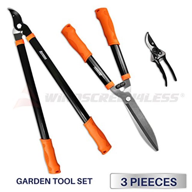 igarden 3 piece combo garden tool set with lopper, hedge shears and