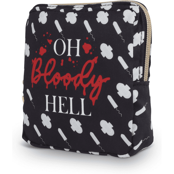 Primo Lines Oh Bloody Hell Period Bag - Waterproof Period Pouch & Sanitary Napkin Storage Bag for Teen Girls, Compact Tampon Holder for Purse, Pad Pouch, Ideal Shark Gifts for Women & School Use