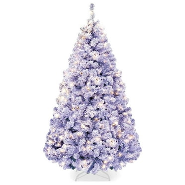 Pre-Lit Lavender Christmas Tree, 6ft Artificial Flocked Full Fir Tree, Holiday Decoration w/ 250 Lights, 928 Branch Tips