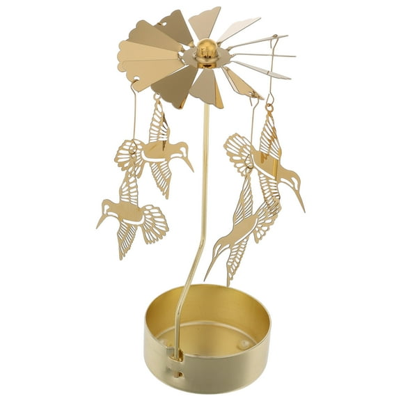 HOOWIFFY Candlestick Rotation Carousel Rotating Candle Holder Golden Iron 1Pack Indoor Settings
