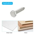 thumbnail image 4 of Uxcell Hex Head Lag Screws Bolts, 1/4" x 1-1/4" 304 Stainless Steel Partial Thread Wood Screws, 20 Pack, 4 of 7