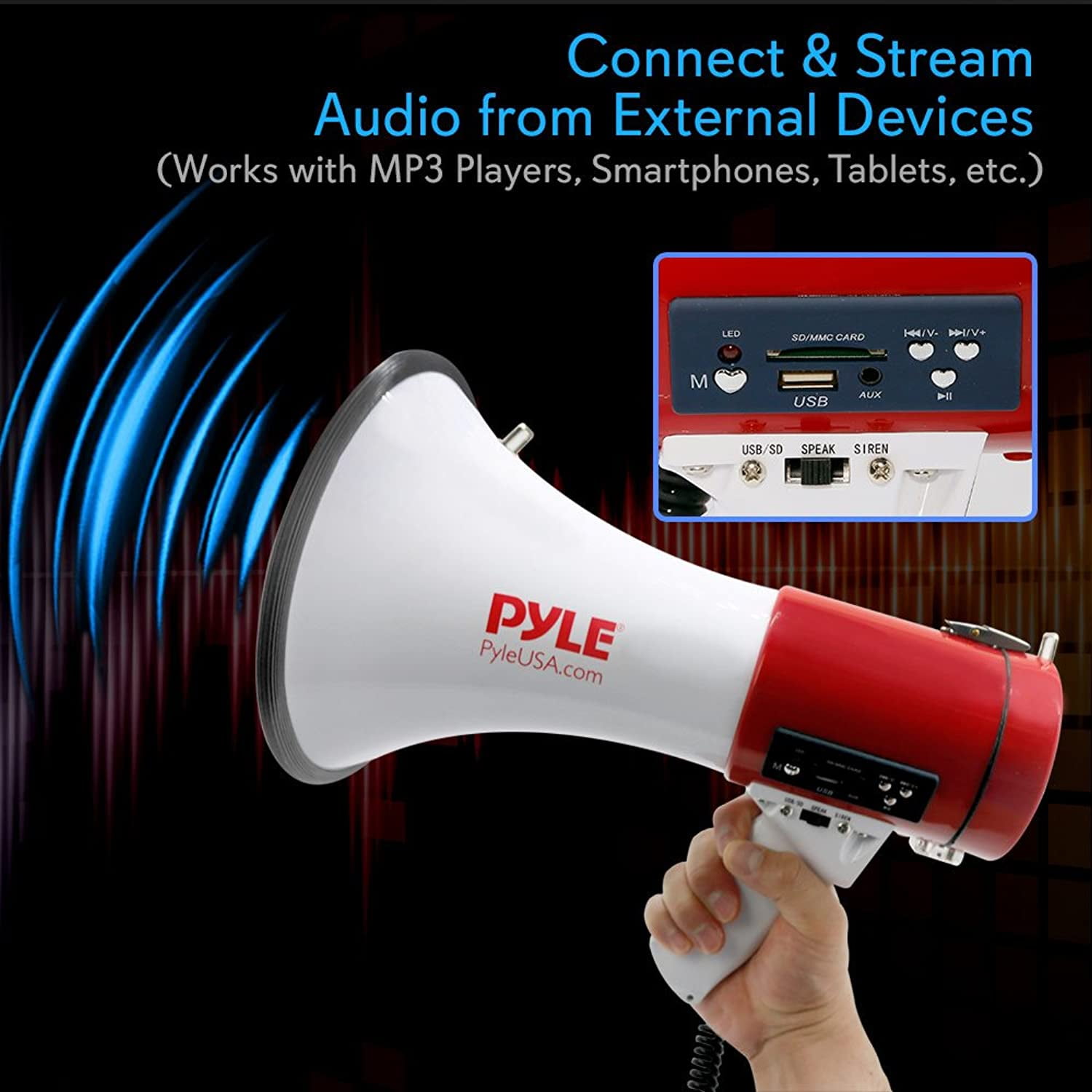 Pyle PMP59IR 50W Megaphone W/ Record & Rechargeable Battery iPod/MP3 Input 