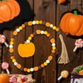 thumbnail image 4 of nvzhuang Fall Wooden Bead Garland with Tassel and Maple Leaf Pumpkin Tag, Thanksgiving Tiered Tray Decor Hanging Ornaments, 4 of 9