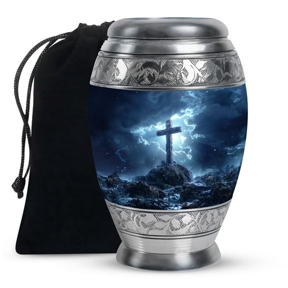KARYLIZ Cross Urn - Crosses Urn For Ashes Adult Male, Large Urn For Ashes For Women - Cremation Urn For Human Ashes Adult For Funeral, Burial, And Home, Urns For Human Ashes Adult Man 10 Inch