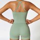thumbnail image 3 of Conjunto de yoga de 2 piezas para mujer: camiseta sin mangas con espalda descubierta y pantalones cortos. Tejido transpirable, tirantes modernos, ideal para fitness/verano, varias tallas., 3 of 7