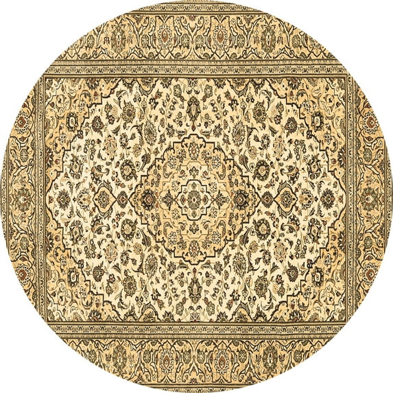 Ahgly Company Indoor Round Medallion Brown Traditional Area Rugs, 6' Round