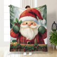 thumbnail image 3 of Luxurious Soft Flannel Santa Claus Printed Blanket All-Season Comfort Blanket with Plush Gold and Red Festive Design, 3 of 4