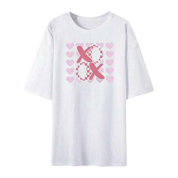Camiseta de mujer con cuello redondo, ropa sencilla, manga corta para oficina, trabajo, compras Blanco Yuyangstore Camiseta para mujer
