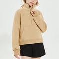 thumbnail image 2 of TOWED22 Girls Half Zip Sweatshirt Quarter Zip Pullover Sweatshirts Fall Tops with Pockets Thumb Hole(Beige,11-12 Years), 2 of 8