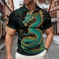 thumbnail image 5 of adaychics Three Button Shirts for Men Dragon Print Short Sleeve Graphic Tee Shirts Casual Summer Tops for Vacation Travel, 5 of 7