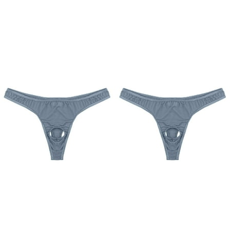 2 Pack Mens Lingerie Micro Thong Bikini Front Hole Underwear Underpants Silk Bodysuit Lingerie for Women Eve for Women Womens Lingerie Long Lace Robes for Women Lingerie Surprise Bigger Surprise