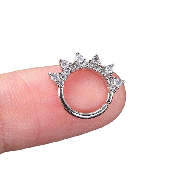 SEPARQI Titanium Micro Cubic Zirconia Hinged Nose Hoop Ring Body Jewelry Unisex