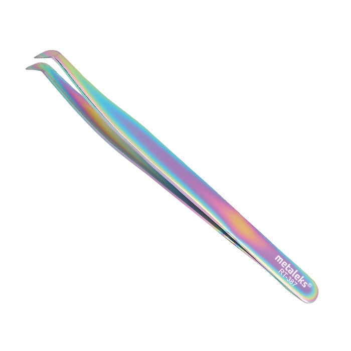 6PCS Complete Multi Titanium Coated Volume Tweezers Eyelash Extension Set With Red Metallic Magnetic Pouch