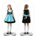 thumbnail image 3 of Bavarian Beer Girls Dresses Oktoberfest Festival Halloween Party Outfits Set German Dirndl Vintage Dress with Maid Apron 7 Years, Blue, 3 of 7