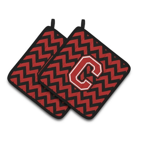 

Caroline s Treasures Letter C Chevron Black and Red Pair of Pot Holders