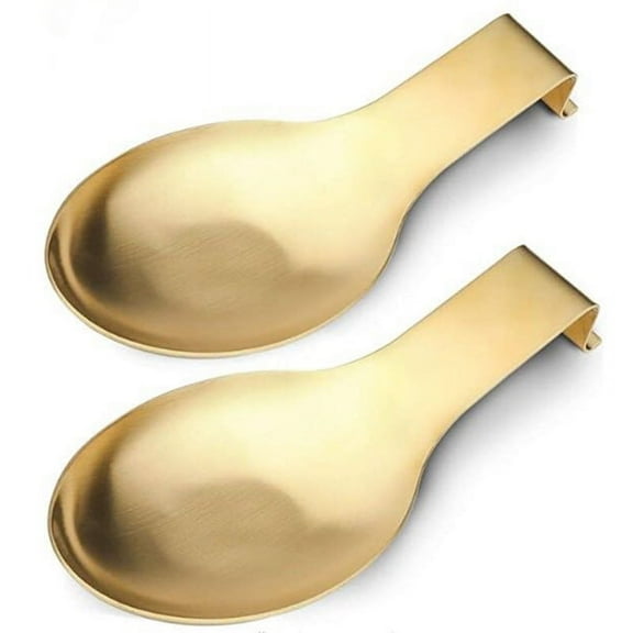Stainless Steel Spoon Rest Set Of 2 Gold Dishwasher Safe Cooking Utensils