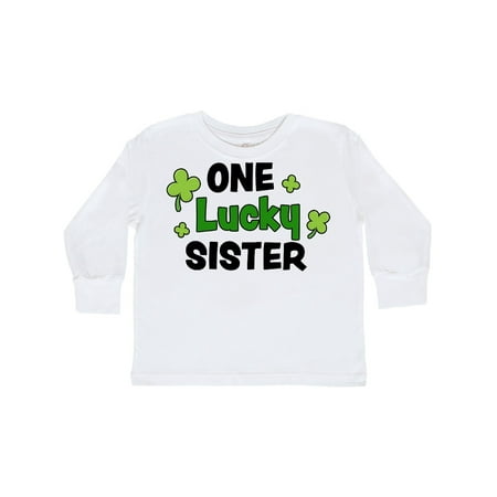 

Inktastic One Lucky Sister with Shamrocks Gift Toddler Toddler Girl Long Sleeve T-Shirt
