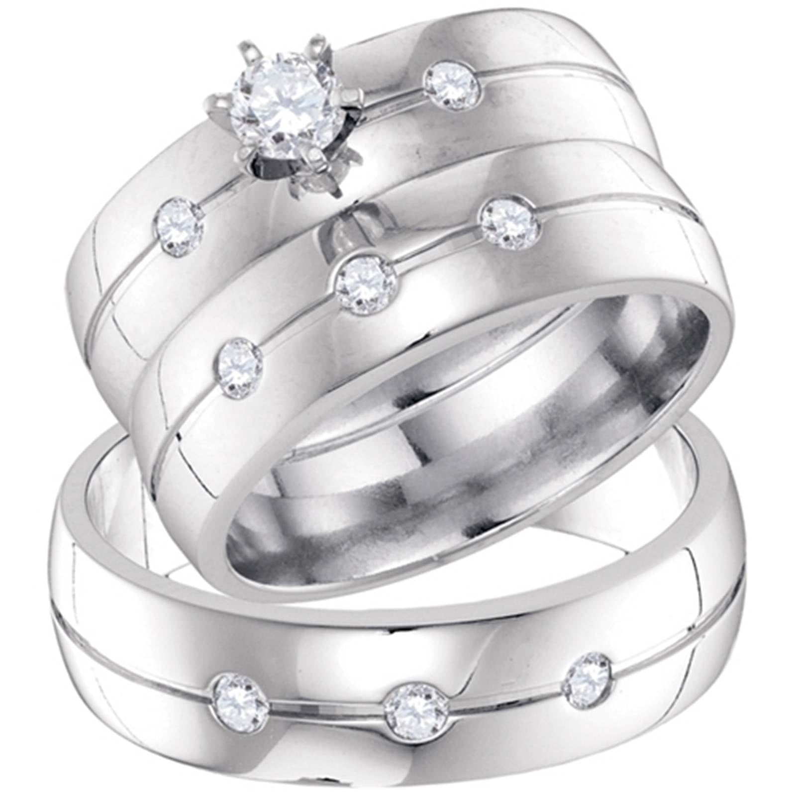 Fusion Collections Mens Womens Trio Wedding Ring Set 0