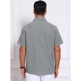 thumbnail image 3 of DARING DIVA Men's Plain Linen Short Sleeve Contrast Color Collar Shirts M Gray, 3 of 7