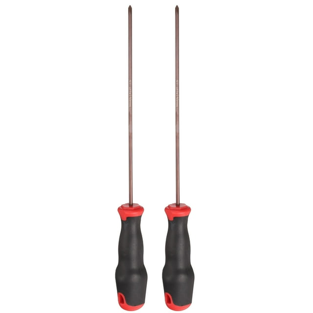 Destornillador Phillips Uxcell 2pcs PH0 #0 9.25" Magnético 3.35" Acero Aleado S2 Tratado Térmicamente con Mango Ergonómico para Reparaciones de Hágalo Usted Mismo, Rojo Marrón
