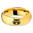 thumbnail image 2 of Tungsten North American Racoon Coon Band Ring 7mm Men Women Comfort Fit 18k Yellow Gold Dome Polished, 2 of 4