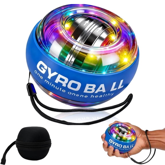 2026 New Auto-Start Power Gyro Ball, Hand Wrist Forearm Trainer and Strengthener, Torque Balls Hand Exerciser with Led Light (with Ball Bag) (Blue)
