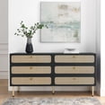 thumbnail image 3 of Modway Chaucer 6-Drawer Particleboard and Rattan Dresser in Black, 3 of 5