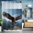 thumbnail image 6 of No Hook Shower Curtain with Snap in Liner, Bald Eagle Soaring Above Mountains Wild Birds Waterproof Bath Curtain Double Layers with See Through Top Window, Nature Photography Shower Curtains 72x84in, 6 of 9