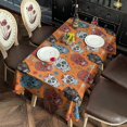 thumbnail image 2 of Orange Flower Skull Pattern Rectangle Tablecloth 60"x120",Waterproof Polyester Rectangle Table Cloth, Wipeable Spillproof Polyester Tablecloth for Dining, Camping, Indoor and Outdoor, 2 of 6