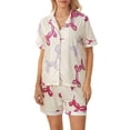 thumbnail image 2 of Yunliwuli Women's 2 Piece Pajama Set Short Sleeve Lapel Button Up Tops Pattern Print Shorts Sleepwear Sets, 2 of 10
