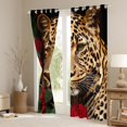 thumbnail image 3 of Erosebridal Red Rose Curtains 3D Cheetah Window Treatments,Cat Leopard Print Curtains Panels For Living Room,Animal And Plant Bedroom Window Drapes 2 Panels Set Home Decorations,42"Wx90"L, 3 of 6