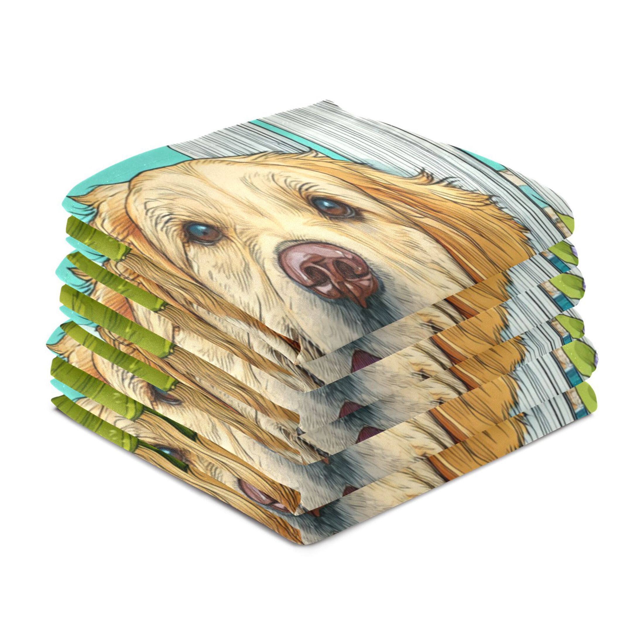 Qxltty Golden Retriever Kitchen Towels 28 x 18 Inch Set of 6 Soft Cotton Linen Feel Dish Towels with Hanging Loop for Drying, Cleaning & Decor