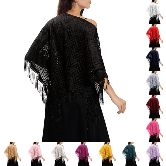 Guitiannn Elegant Lace Shawl Scarf for Bridal Wedding Evening Gown and Formal Party Versatile Triangle Wrap plus Size Shawl Bride Cover up Winter Evening Wraps and Shawls Formal Winter Womens Shawl