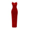 thumbnail image 4 of FcBaudy Camisole Sans Manches Robe Col en V, Robes d'Été pour Femmes, Robes pour Femmes Robe Fendue Irrégulière en Maille Solide Robe Col en V pour Femmes, 4 of 5