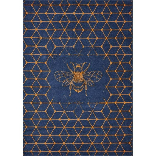 LR Resources HRMNY81683NOG5272 Modern Medallion Bee Hexagon Rectangle Area Rug - Queen