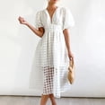 thumbnail image 2 of Ketyyh-chn99 Robe Formelle pour Femme Femme Élégante Grande Taille Décontractée Robe de Plage Manches à Volants à Étages Évasée Mini Robe Blanc,m, 2 of 5