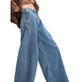 thumbnail image 3 of Women Y2k Low Rise Baggy Jeans Loose Fit Boyfriend Straight Wide Leg Jeans Trendy Stretch Long Denim Pants Blue M, 3 of 8