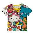 thumbnail image 3 of Toddler Girls Tops & T-Shirts Fashion Casual Easter Bunny Print Round Neck Loose Short Sleeve Pullover Tee Shirts Sportwear,Blue,12-13 Years, 3 of 3
