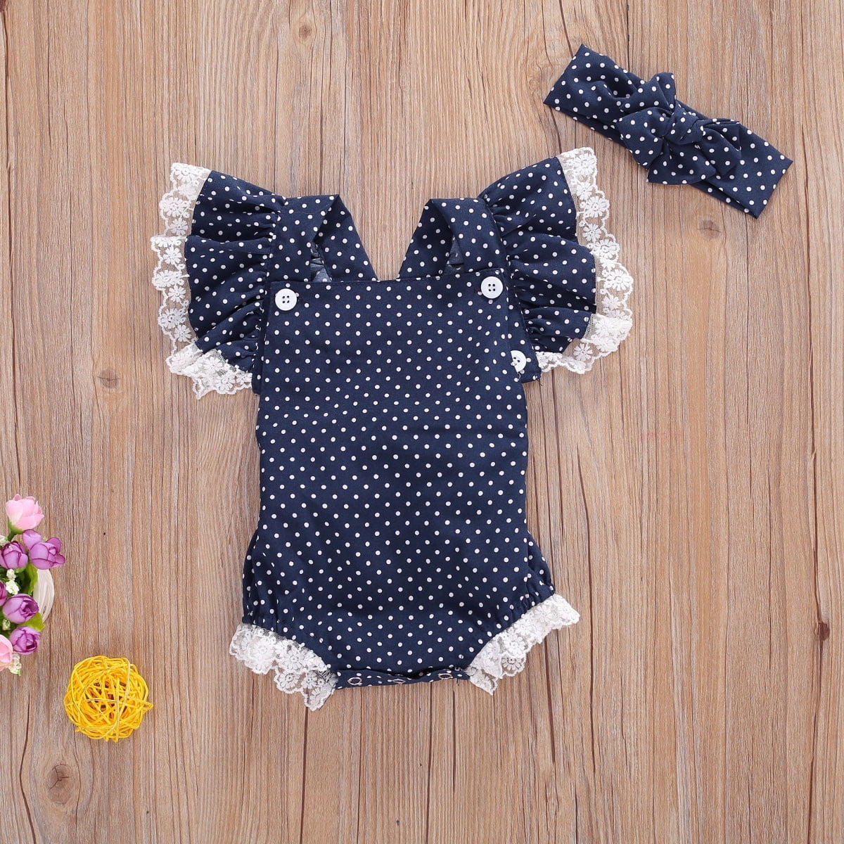 Toddler Infant Baby Girls Ruffles Sleeve Romper Playsuit Clothes Outfits Clothes