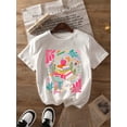 thumbnail image 1 of Women's Boho Floral Teacher Graphic T-Shirt - Vibrant Books & Flowers Design, Short Sleeve Crew Neck, Lightweight Cotton Blend, Ideal for Spring & Summer Casual Wear, 1 of 6