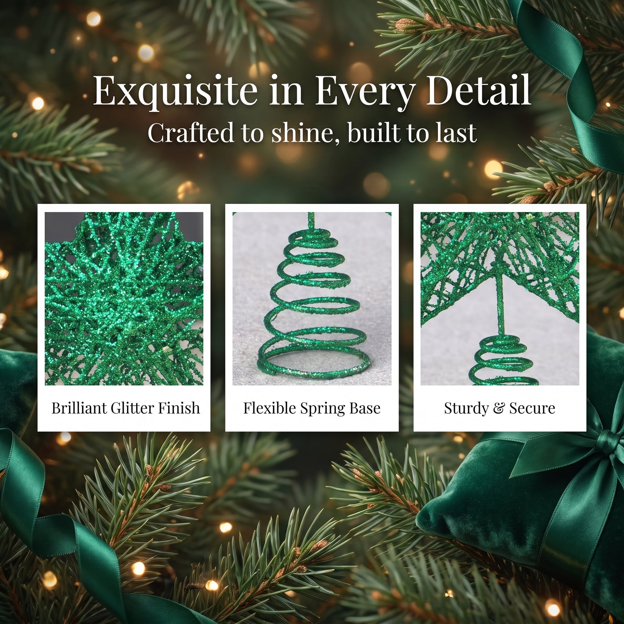 Unique Bargains Shimmering Astral Crest Luxury Spring Tree Toppers Accent Green 7.9"