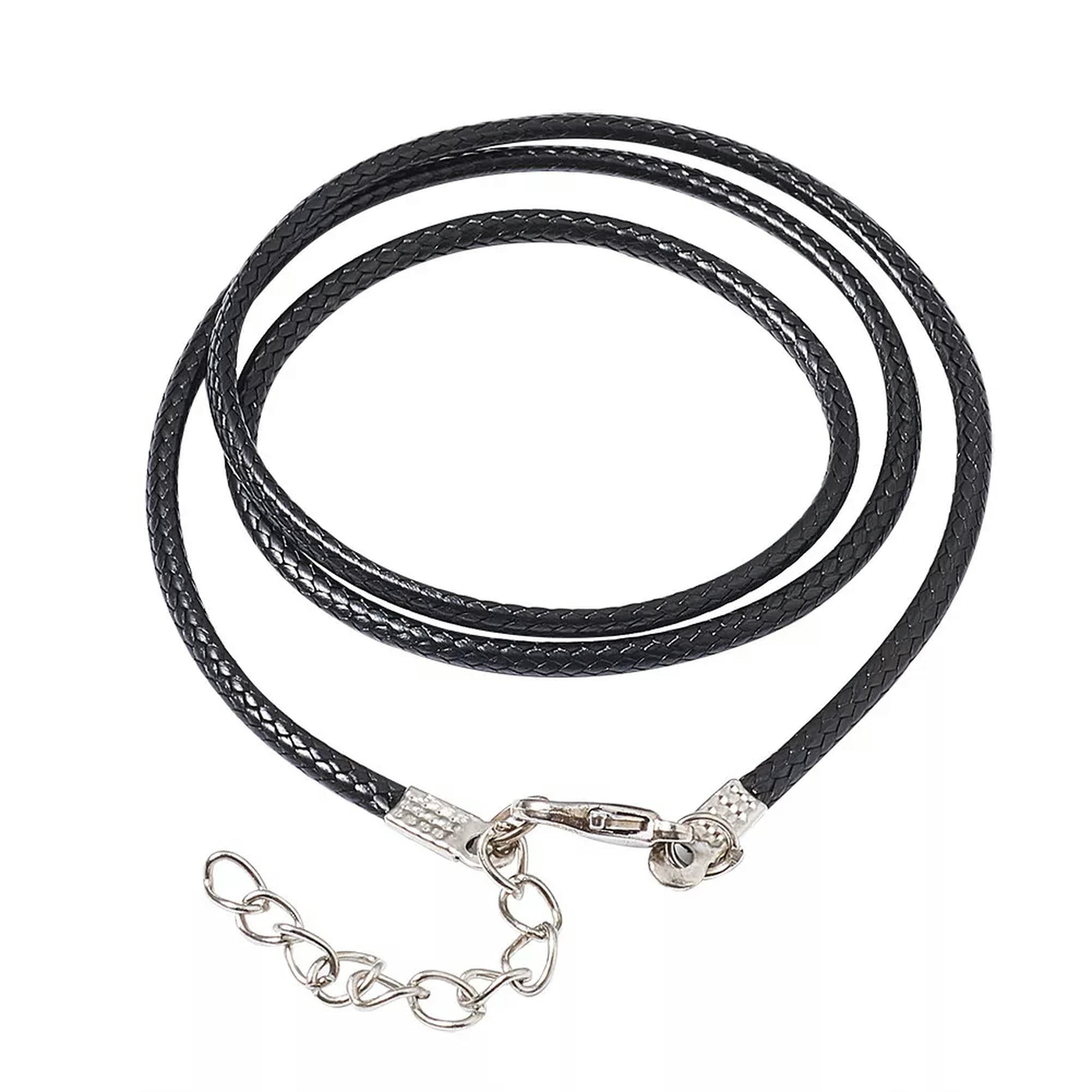 U8MO 100 Strds 17" Imitation Leather Cord Necklaces Base with Lobster Clasp Black 2mm