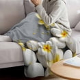 thumbnail image 3 of Yellow Plumeria Flower Blanket Soft Cozy Warm Throw Blanket for Couch, Plush Fuzzy Flannel Fleece Blankets for Sofa, White Stones Country Floral Grey Bed Blankets Lightweight Gifts for Women, 32"x48", 3 of 9