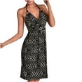 thumbnail image 1 of IROINNID Sundress For Women Casual Gorgeous Sleeveless Halter Bandage Printing Beach Sling Dress V-Neck Short Dress, 1 of 9